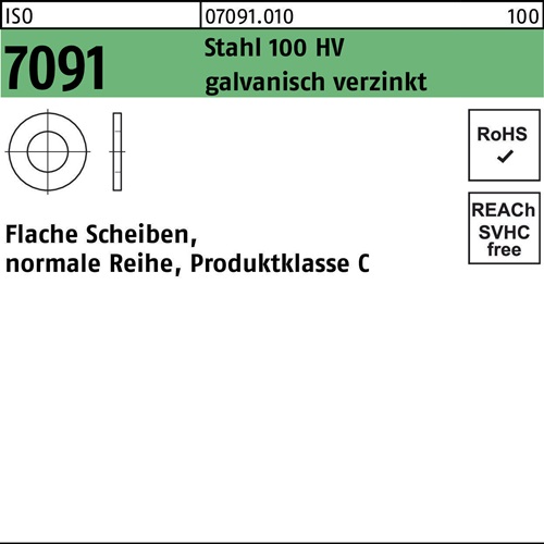 Unterlegscheibe ISO 7091 5 Stahl 100 HV galv.verz. 100 Stück