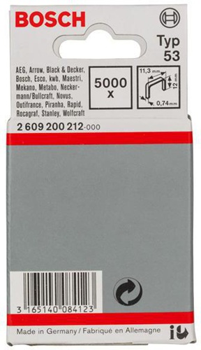Bosch Feindrahtklammer Typ 53 BxL 11,4x12mm Dicke 0,74mm 5000er Pack 