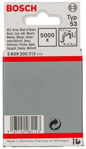 Bosch Feindrahtklammer Typ 53 BxL 11,4x12mm Dicke 0,74mm 5000er Pack