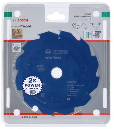 Bosch Kreissägeblatt Expert for Wood D.165mm Bohrung 20mm 12Zähne WZ 