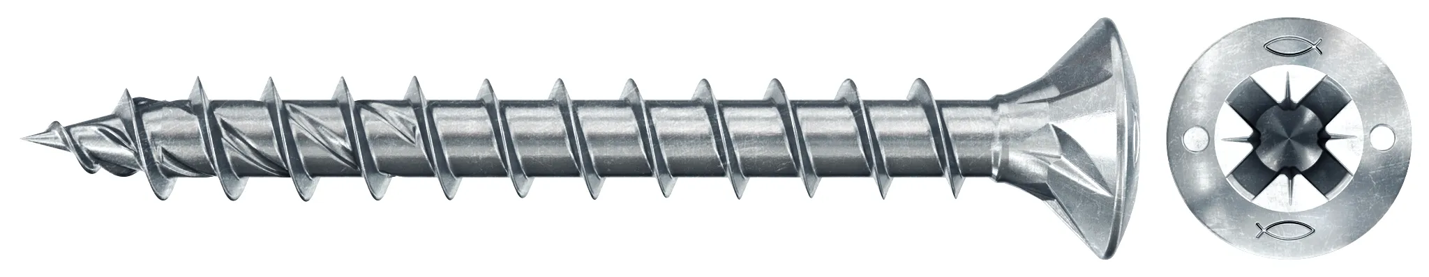 fischer PowerFast FPF II RZF 4,0 x 45 BC 500 Linsensenkkopf mit Kreuzschlitz PZ Vollgewinde galvanisch verzinkt, blau passiviert