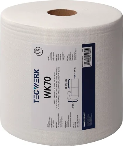 TECWERK Putztuch WK 70 L.ca.380 mmxB.ca.290mm weiß 1-lagig Rl.
