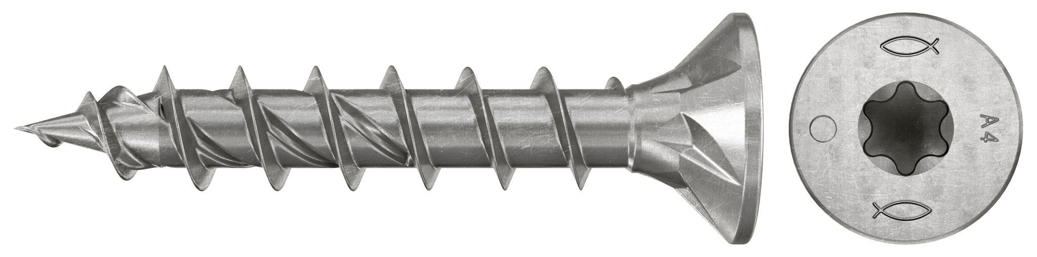 fischer Spanplattenschraube PowerFast FPF II CTF 5,0 x 30 A4 200, Senkkopf, Innenstern TX, Vollgewinde, Edelstahl A4