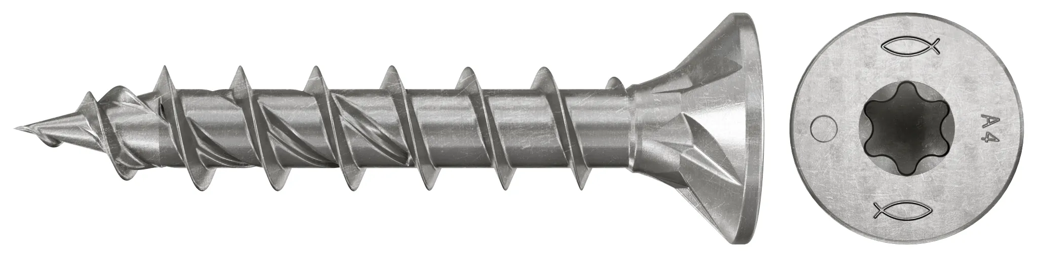 fischer Spanplattenschraube PowerFast FPF II CTF 5,0 x 30 A4 200, Senkkopf, Innenstern TX, Vollgewinde, Edelstahl A4