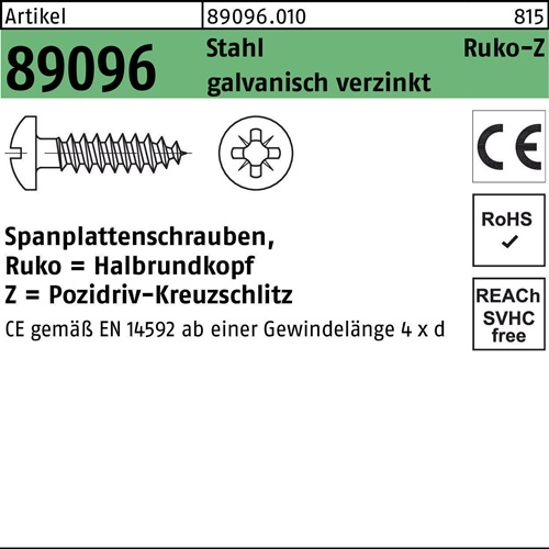 Spanplattenschraube R 89096 HAKO PZ 5x25-Z Stahl galv.verz. 500St.