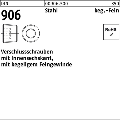 Verschlußschraube DIN 906 Innen-6kt M30x 2 Stahl 10 Stück