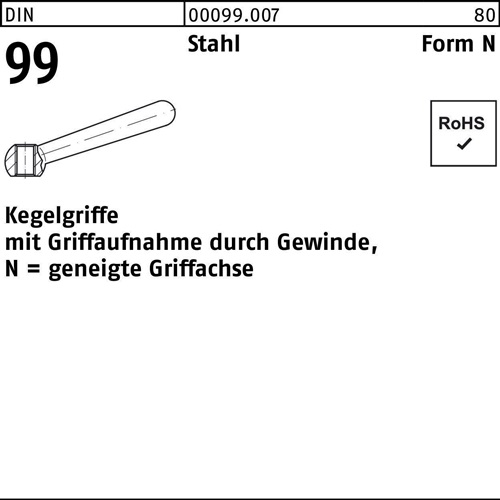 Kegelgriff DIN 99 N 50 M6 Stahl geneigte Griffachse 10 Stück