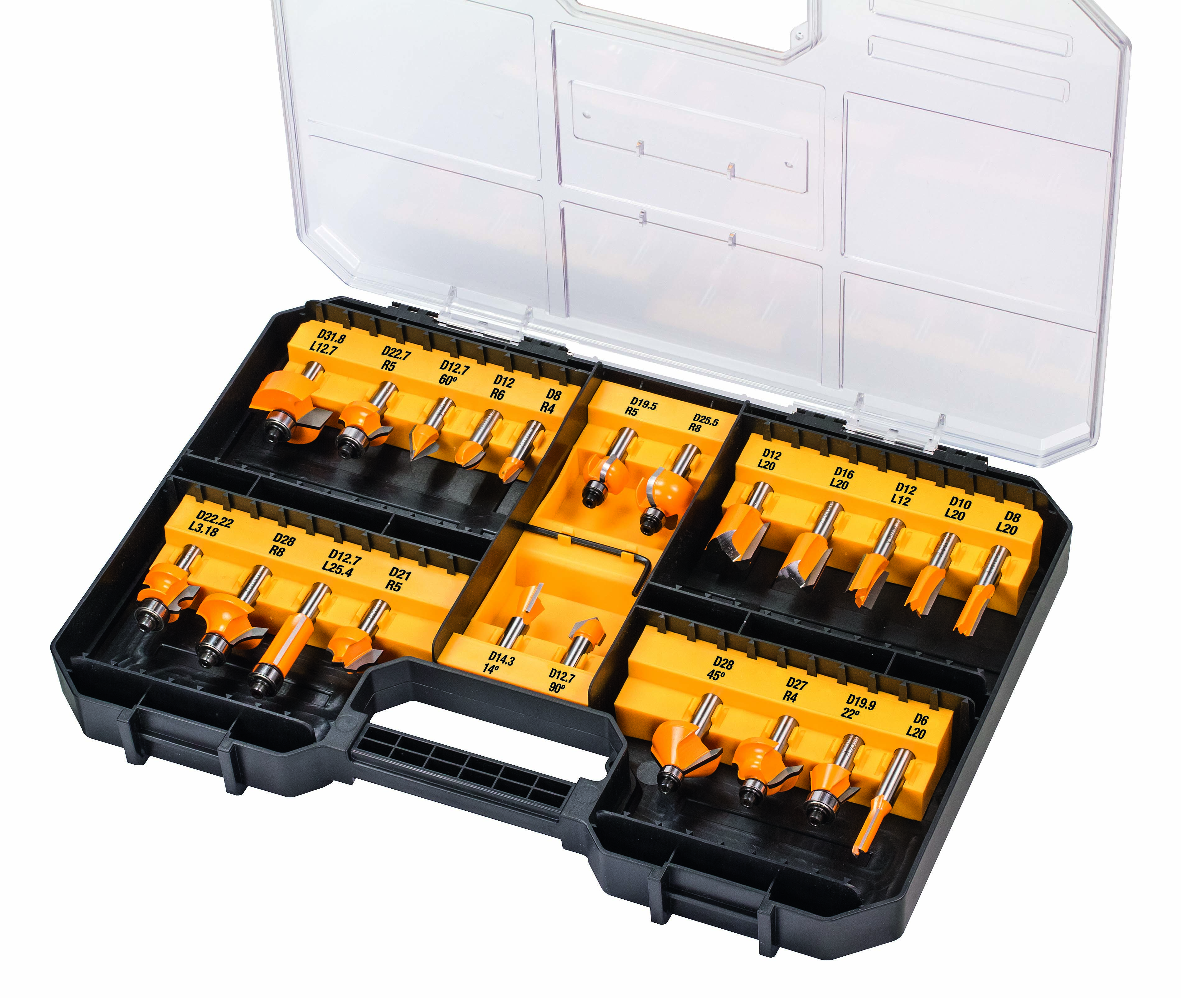 DEWALT DT90017-QZ Fräser-Set 22-tlg