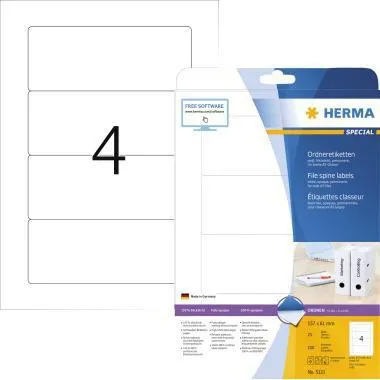 HERMA Ordneretiketten 5121 DIN A4 157x61mm weiß 100 St./Pack