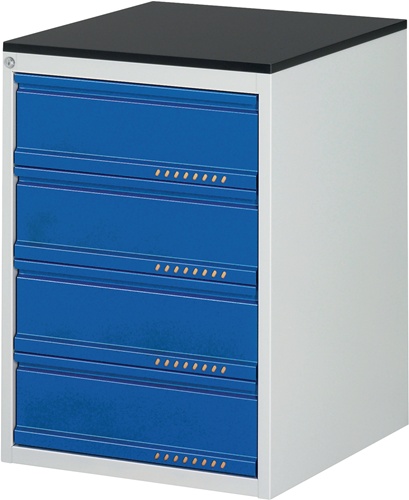 TECWERK Schubladenschrank BK 650 H820xB580xT650mm grau/blau 4 Schubl.Einfach.