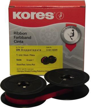 Kores Farbband G001NSSR Gr.1D für Triumph Adler Seide schwarz/rot