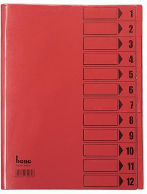 Bene Ordnungsmappe 84800RT DIN A4 12Fächer intensivrot