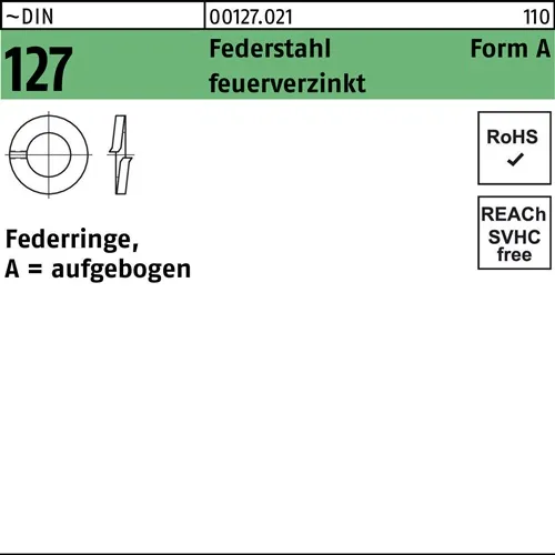 Federring DIN 127 A 12 Federstahl feuerverz. 100 Stück