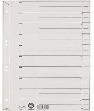 Leitz Trennblatt 16500085 DIN A4 200g Karton grau 100 St./Pack.