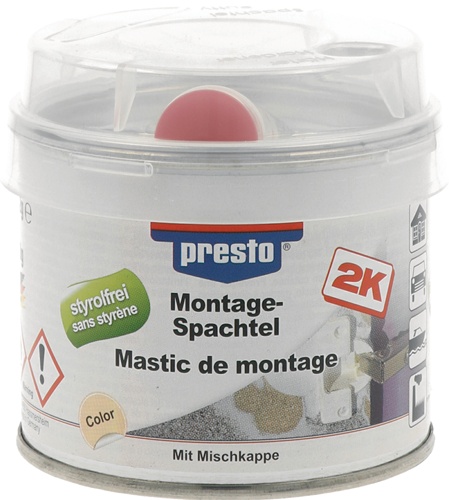 2K-Montagespachtel hell-ocker,Härter rot 250g Dose PRESTO