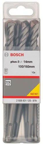 Bosch Hammerbohrer Arbeits-L.100mm D.14mm L.160mm SDS plus-3 10 St 