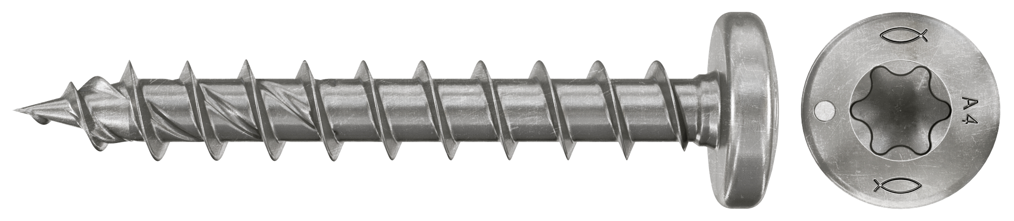 fischer Spanplattenschraube PowerFast FPF II PTF 4,0 x 16 A4 200, Panhead, Innenstern TX, Vollgewinde, Edelstahl A4