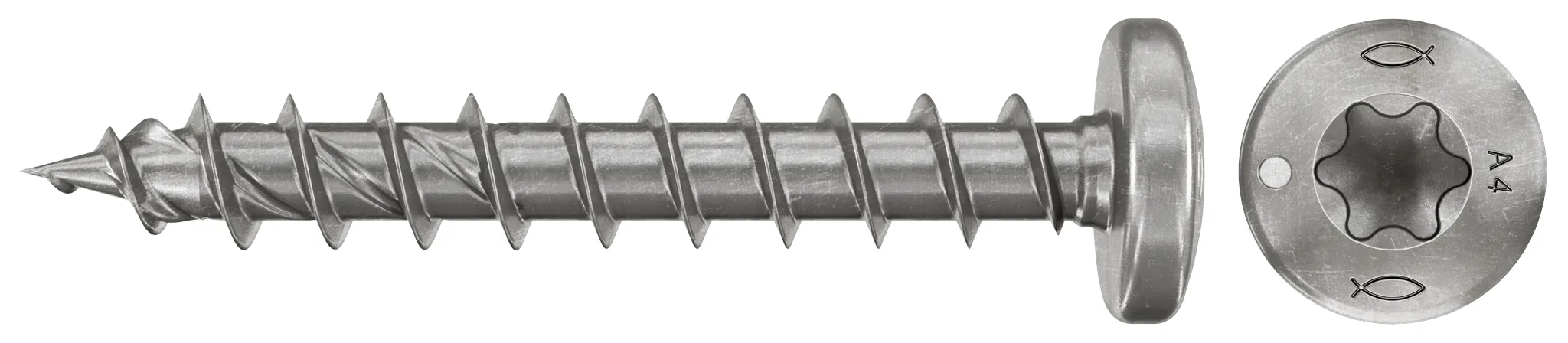 fischer Spanplattenschraube PowerFast FPF II PTF 4,0 x 20 A4 200, Panhead, Innenstern TX, Vollgewinde, Edelstahl A4