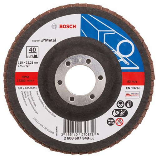 Bosch Fächerschleifscheibe X551 Expert for Metal Scheiben-D.115mm Körnung 40 Glasgew.