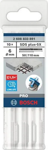 Bosch Hammerbohrer PRO Arbeits-L.50mm D.6mm L.110mm SDS plus-5X