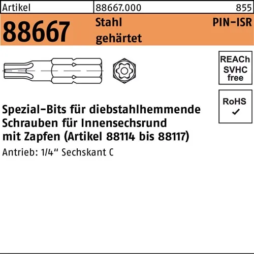 Bit R 88667 ISR Zapfen T 15 Stahl gehärtet 1 Stück