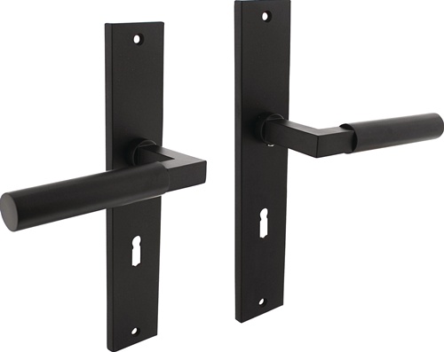 Langschildschildgarnitur Baustil Zamak F71 schwarz BB 72mm DIN L/R INTERSTEEL