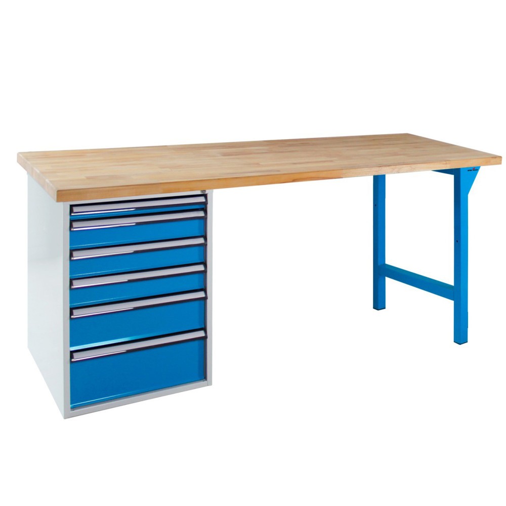 Steinbock® Werkbank Pro, 6 Schubladen, TK 500 kg, HxBxT 850 x 1.500 x 750 mm