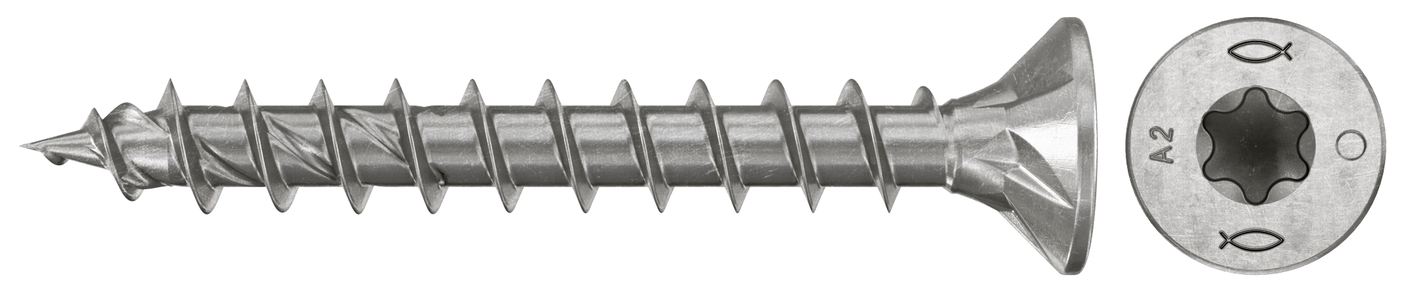 fischer Spanplattenschraube PowerFast FPF II CTF 4,5 x 30 A2 200, Senkkopf, Innenstern TX, Vollgewinde, Edelstahl A2