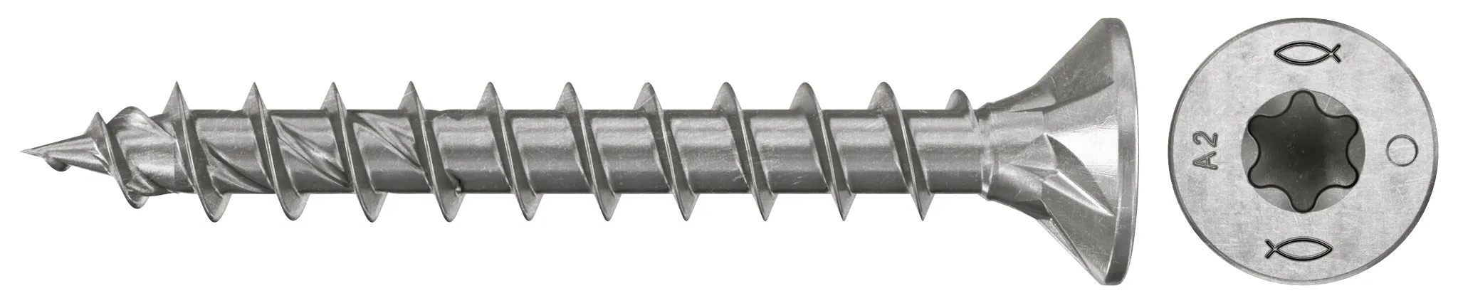 fischer Spanplattenschraube PowerFast FPF II CTF 4,5 x 30 A2 200, Senkkopf, Innenstern TX, Vollgewinde, Edelstahl A2