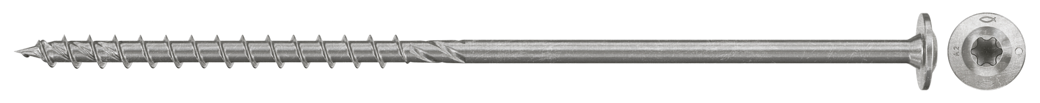fischer Spanplattenschraube PowerFast FPF II WTP 6,0 x 160 A2 100, Tellerkopf, Innenstern TX, Teilgewinde, Edelstahl A2