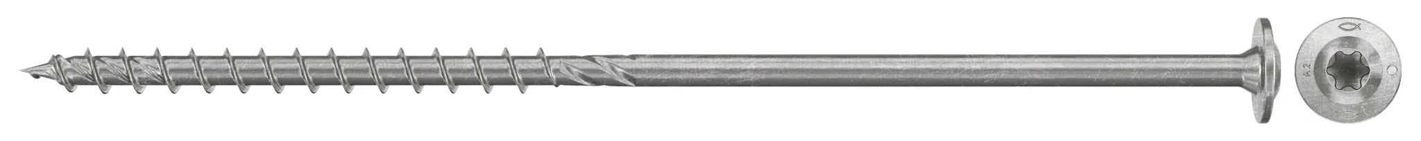 fischer Spanplattenschraube PowerFast FPF II WTP 6,0 x 180 A2 100, Tellerkopf, Innenstern TX, Teilgewinde, Edelstahl A2