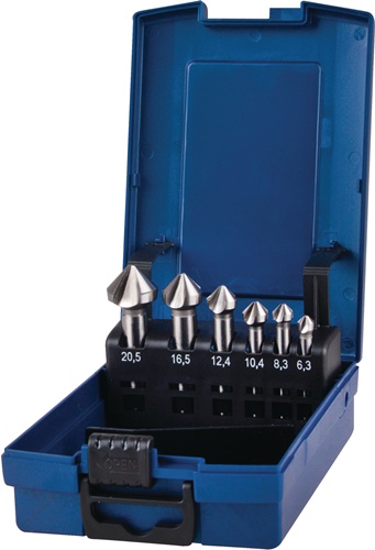 TECWERK Kegelsenkersatz DIN 335C 90Grad 6,3-20,5mm HSS-Co 6-tlg.Ku.-Kass.