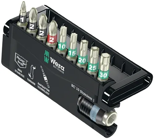 Edelstahlbitsortiment BC 10 Stainless 1 10-tlg.PH/PZD/T/Schnellw.Halter WERA
