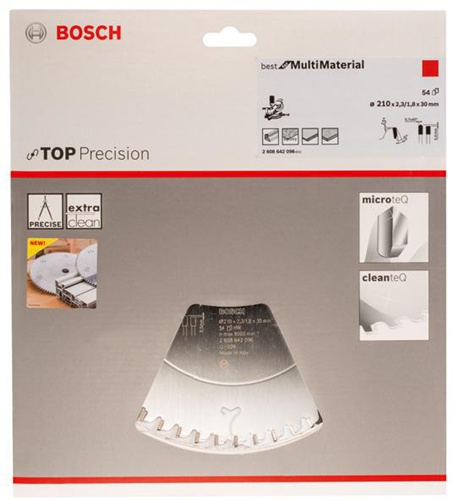 Bosch Kreissägeblatt Top Precision Best for MultiMaterial D210mm Bohrung30mm 54Z HLTCG