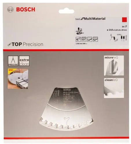 Bosch Kreissägeblatt Top Precision Best for MultiMaterial D210mm Bohrung30mm 54Z HLTCG