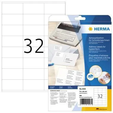 HERMA Etikett 4443 für Adressen 70x36mm weiß 480 St./Pack.