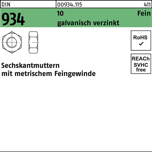 Sechskantmutter DIN 934 M30x 2 10 galv.verz. 10 Stück