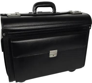 Soennecken Pilotenkoffer Leipzig 5174 Leder mit rollen schwarz