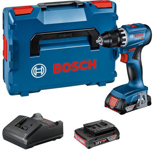 Bosch Akku-Bohrschrauber GSR 18V-45 Drehz.1900 1/min Drehm.21/45Nm m.2Akkus 2Ah L-BOXX
