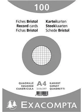 Exacompta Karteikarte 10206E DIN A4 kariert weiß 100 St./Pack.
