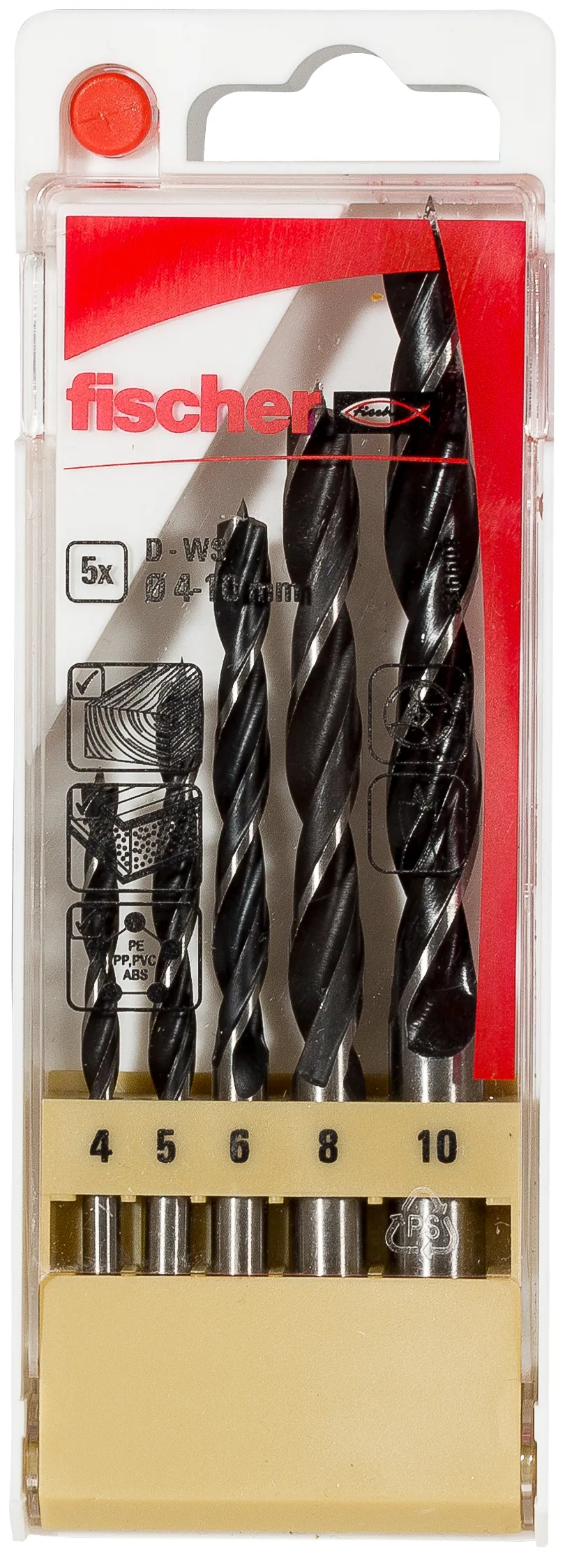 fischer Holzbohrer D-WS Set 4-10 mm