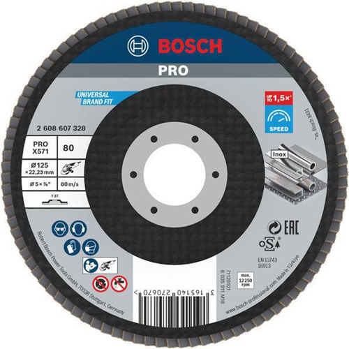 Bosch Fächerschleifscheibe PRO X571 Scheiben-D.125mm Körnung 80 Glasgewebe
