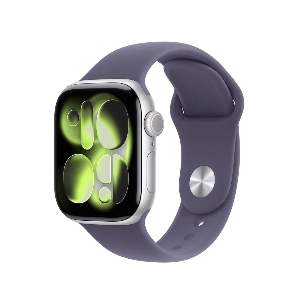 Apple Watch Series 11 Sportarmband, Silber, Nebelviolett, Aluminium, 46mm, GPS, M/L
