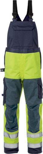 FRISTADS Warnschutzlatzhose Flame 1585 FLAM Gr.C64 Warnschutz-Gelb/Marine