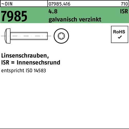 Linsenschraube DIN 7985 ISR M3x8-T10 4.8 galv.verz. 2000St.
