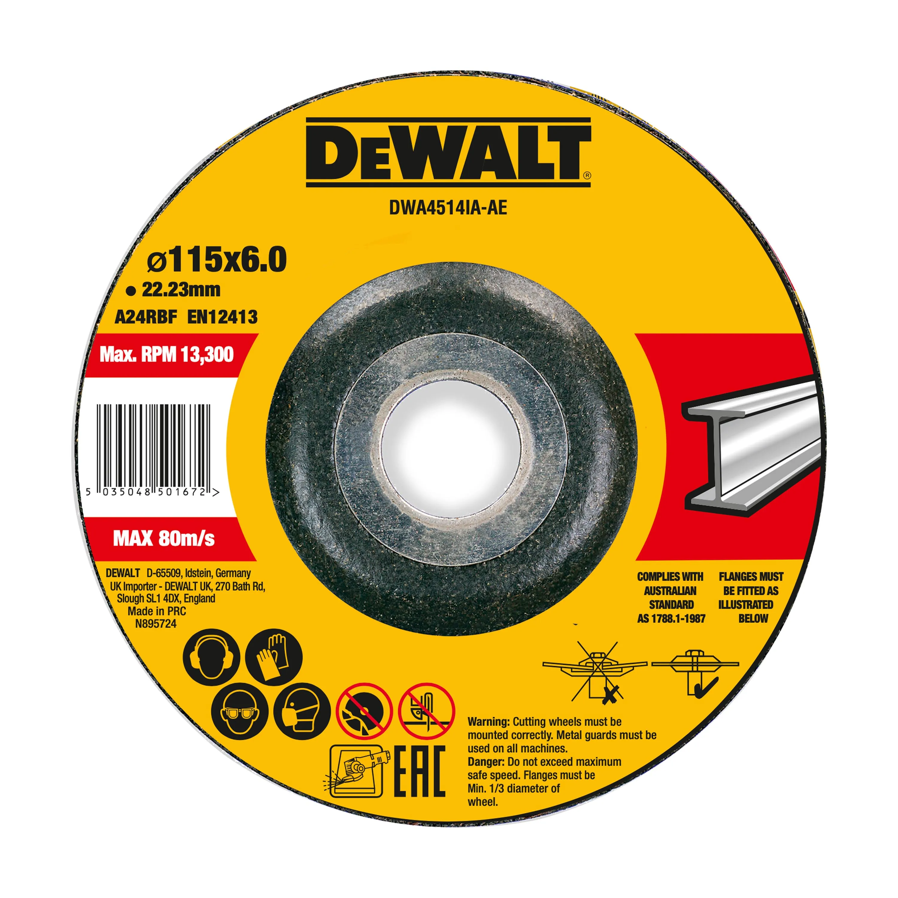 DEWALT DWA4514IA-AE Schruppscheibe 115x6x22,23 mm Metall