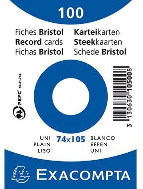 Exacompta Karteikarte 10500SE DIN A7 blanko weiß 100 St./Pack.