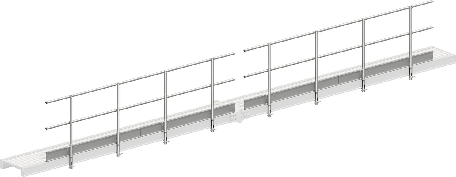 Layher Dreiteiliger Seitenschutz für Alu-Steg 600 (faltbar) 1349915 mit Länge: 9,15 m (einseitig)