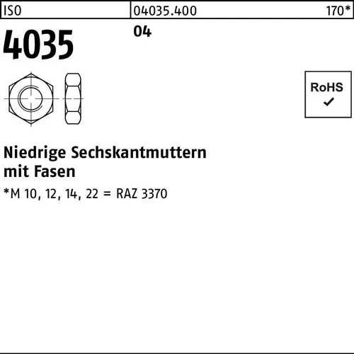 Sechskantmutter ISO 4035 niedrig Fasen M30 Automatenstahl 25 Stück