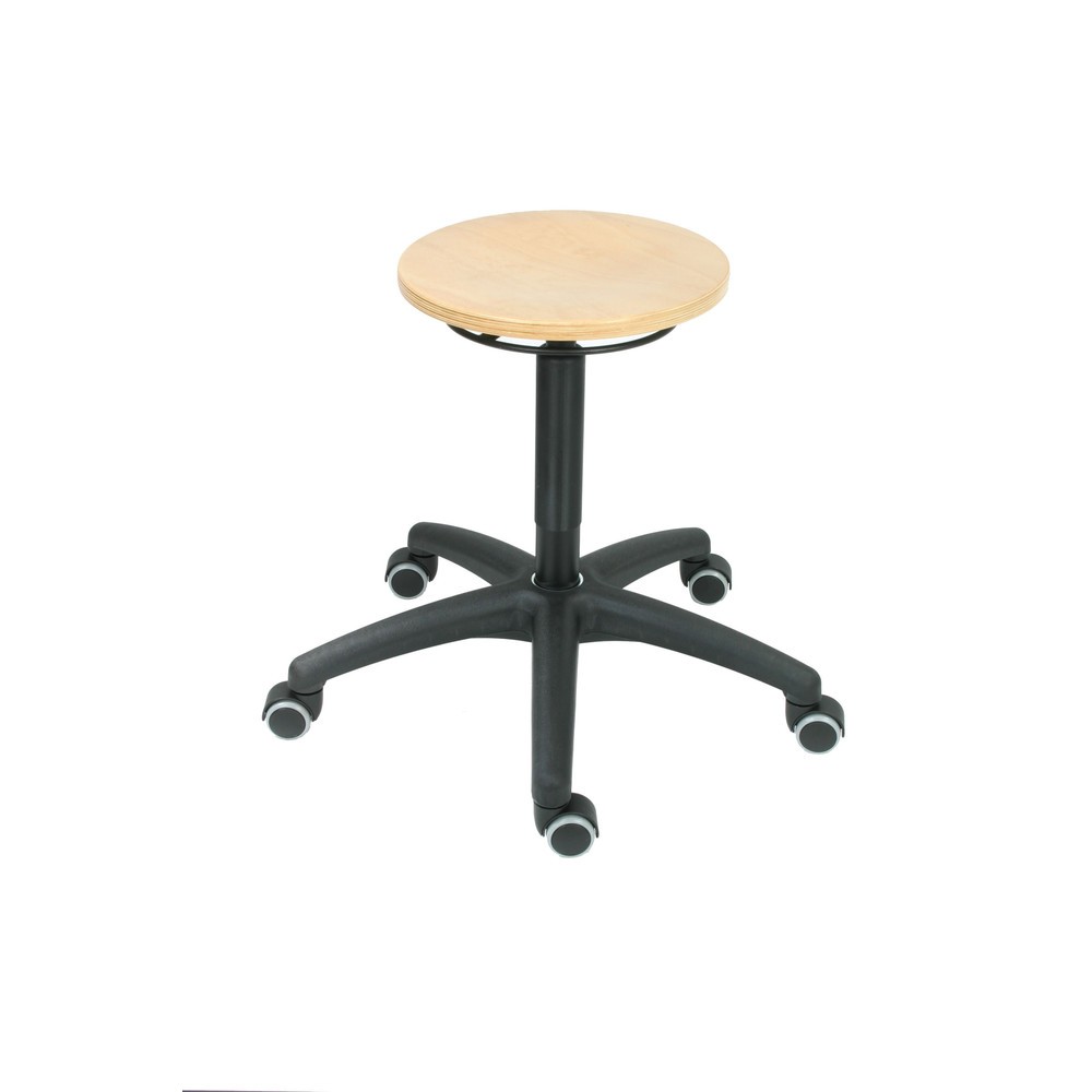 HEMMDAL Rundhocker, Sitz aus Buche, Sitzhöhe 430-620 mm, Rollen